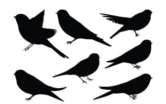 Cute swallows bird silhouette vector