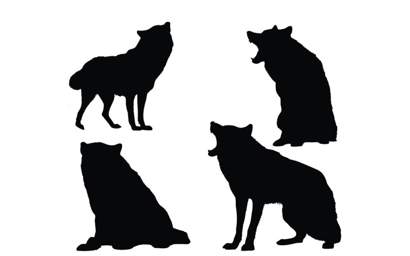 Dangerous wolves silhouette collection Illustration