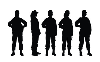 Female army and soldier silhouette