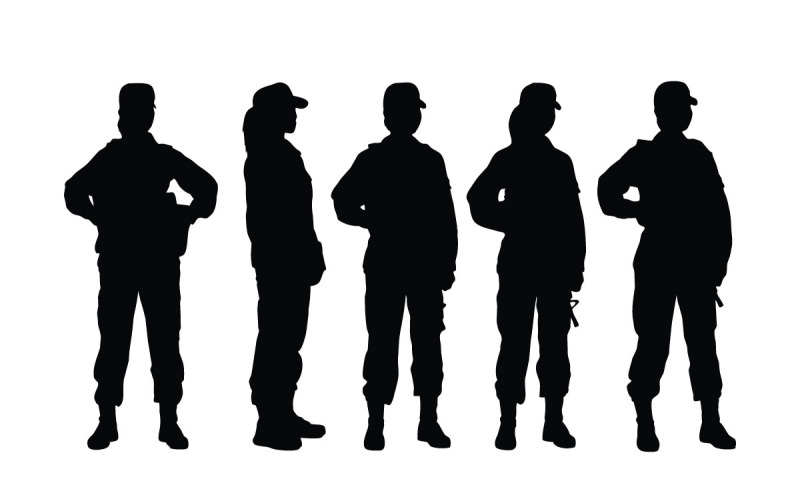 Female army and soldier silhouette Illustration