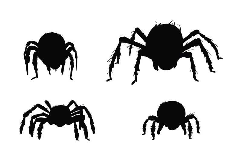 Furry spider sitting silhouette vector Illustration