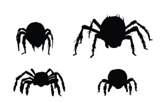 Furry spider sitting silhouette vector