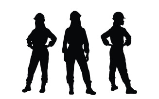 Girl mason and worker silhouette vector