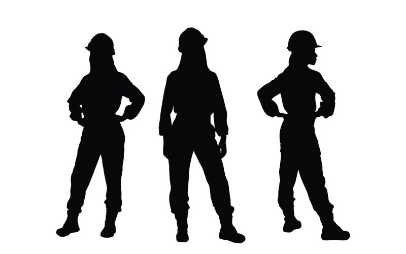 Girl mason and worker silhouette vector Illustration