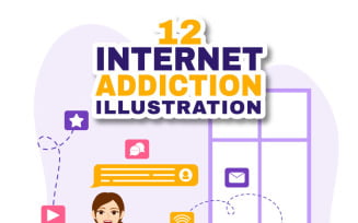 12 Internet Addiction Vector Illustration
