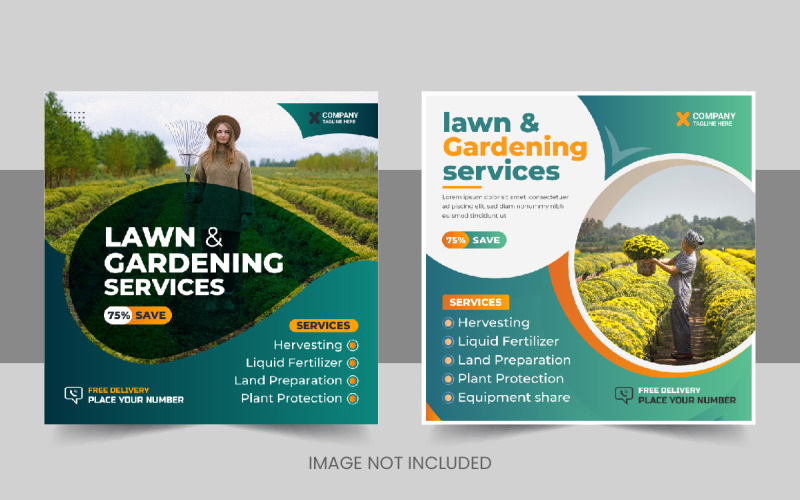 Modern agriculture farming services social media post or lawn care banner design Layout Corporate Identity