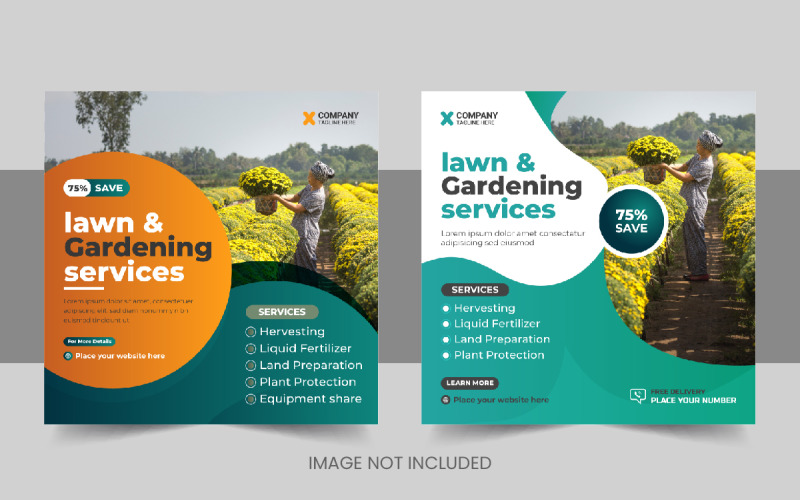 Modern agriculture farming services social media post or lawn care banner template design Layout Corporate Identity