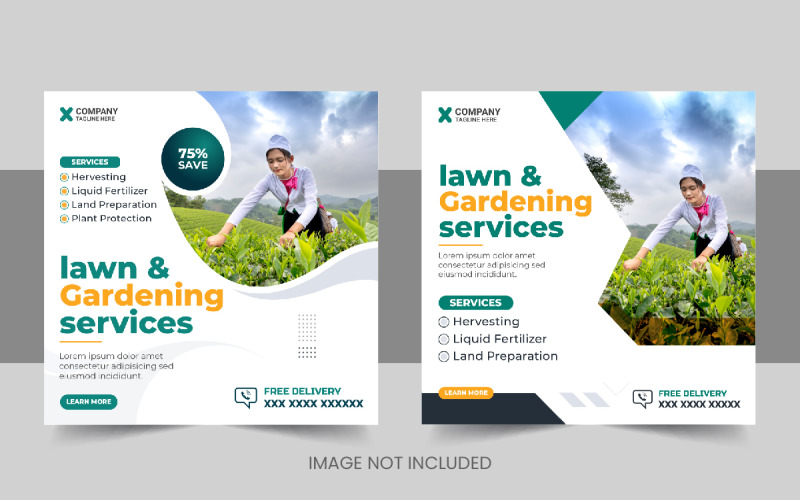Modern agriculture farming services social media post or lawn care banner Corporate Identity