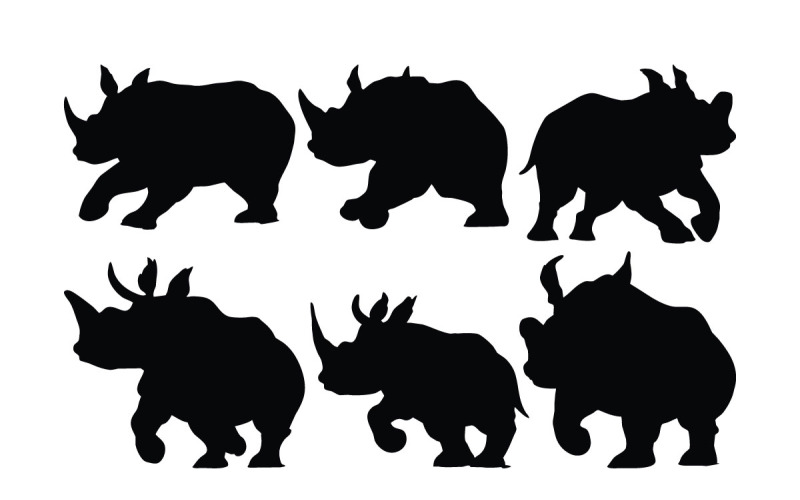 Peaceful rhino running silhouette vector Illustration