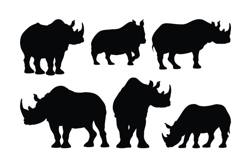 Rhinoceros full body silhouette bundle Illustration