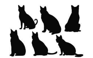 Siamese cat silhouette collection vector