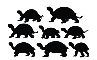 Tortoise and turtle silhouette vector