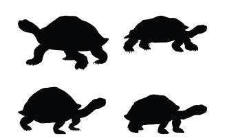 Tortoise standing silhouette bundle vector