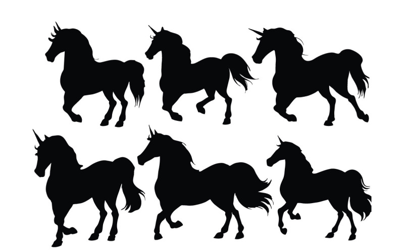 Unicorn running silhouette collection Illustration