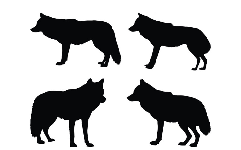 Wolf full body silhouette collection Illustration