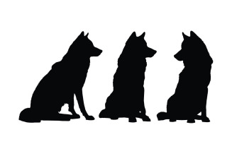 Wolves pack silhouette collection vector