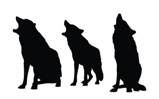 Wolves sitting silhouette set vector