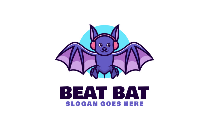 Beat Bat Mascot Cartoon Logo Logo Template