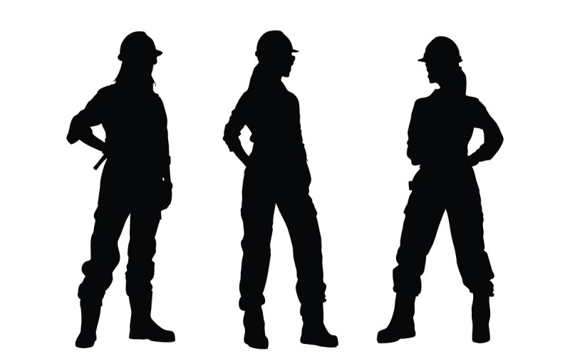 Female bricklayer silhouette collection Illustration