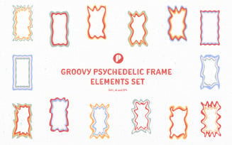 Groovy Psychedelic Frame Elements Set