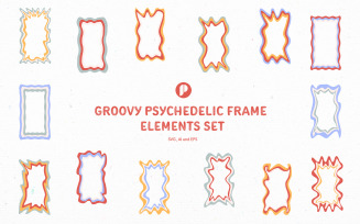 Groovy Psychedelic Frame Elements Set