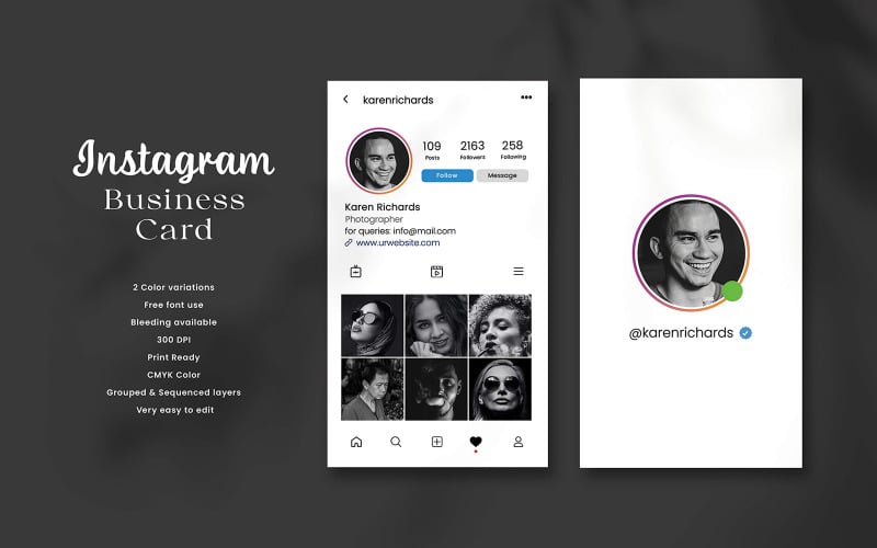 Instagram Style Business Card Corporate Identity