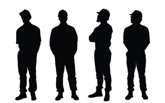 Male construction worker silhouette set
