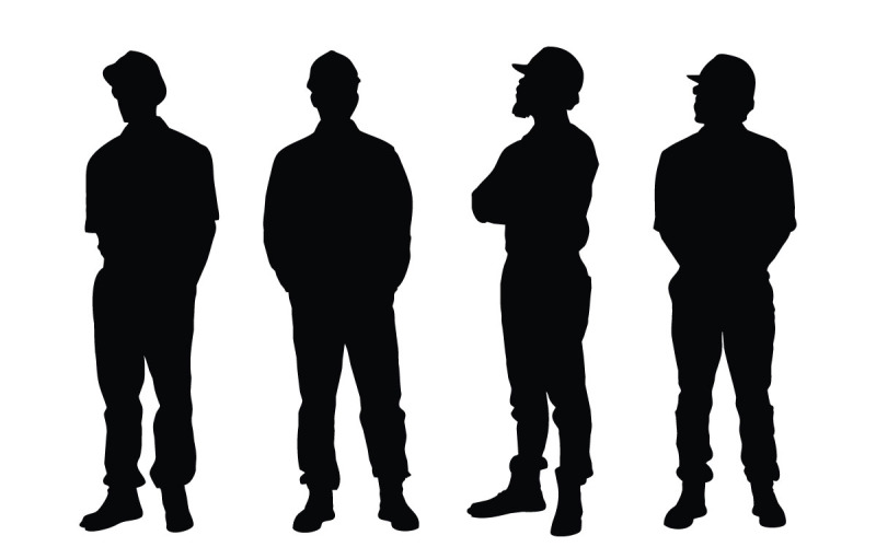 Male construction worker silhouette set Illustration