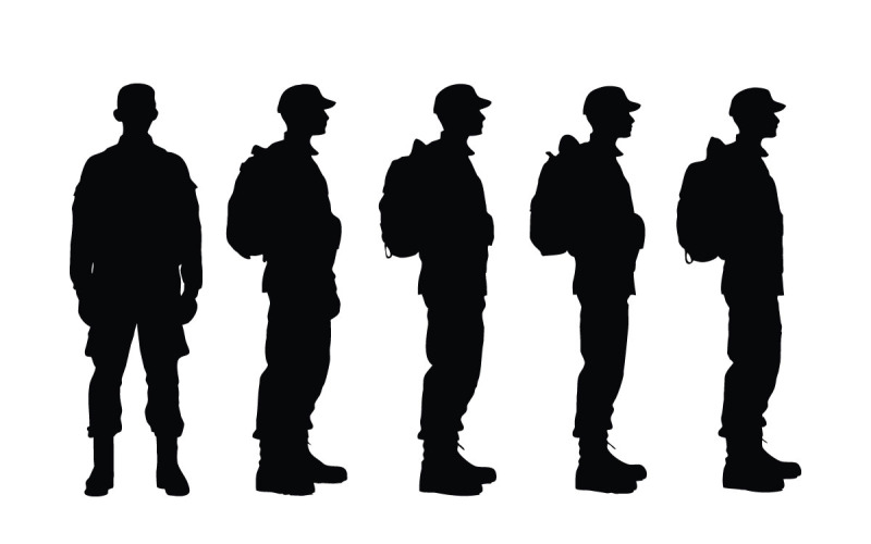 Male infantry with anonymous faces Illustration