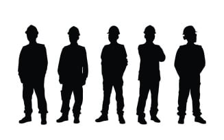 Male worker and architect silhouette set