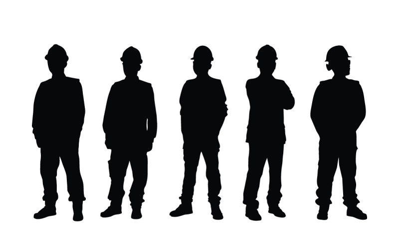 Male worker and architect silhouette set Illustration