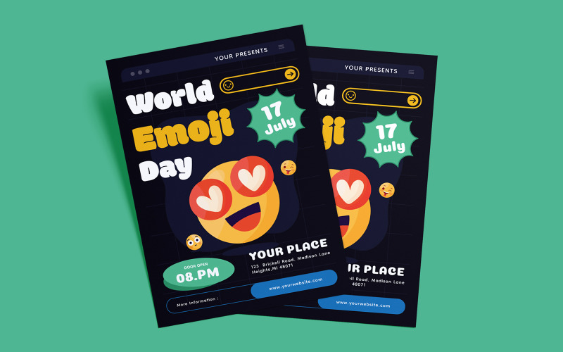 World Emoji Day Flyer Template Corporate Identity