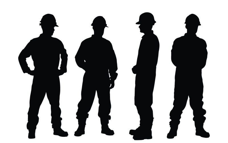 Bricklayer and mason silhouette set vector Illustration