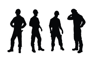 Construction workers silhouette vector
