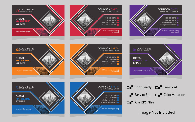 5 Color Version Business Card Design Corporate Identity
