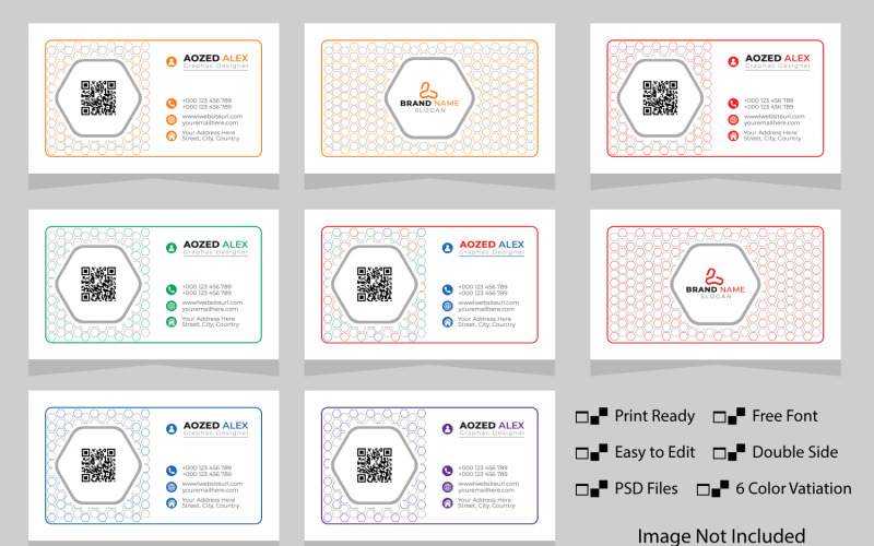 6 Color Version psd Business Card Design Corporate Identity