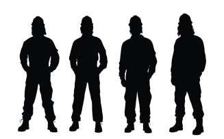 Male mason and worker silhouette vector