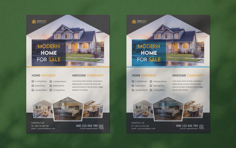 Modern creative and unique real estate or home property sale flyer design templates Corporate Identity