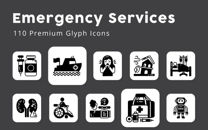 Emergency Services Glyph Icons Icon Set