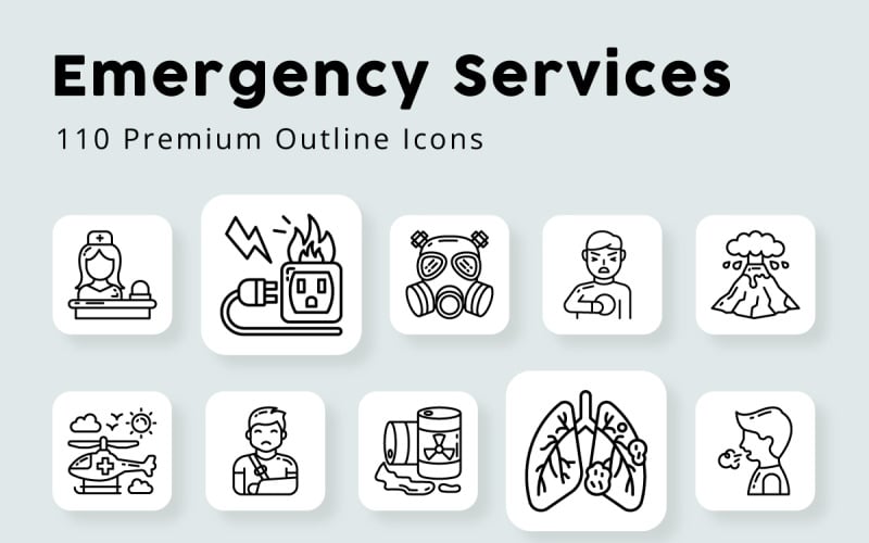 Emergency Services Outline Icons Icon Set