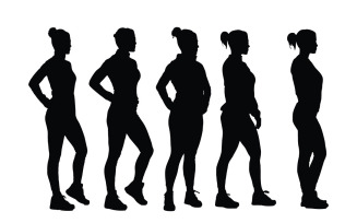 Female bodybuilder silhouette bundle vector