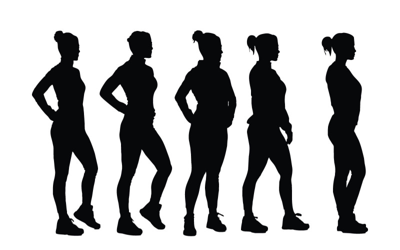 Female bodybuilder silhouette bundle vector Illustration