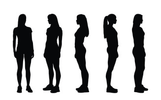 Female model and actor silhouette set vector