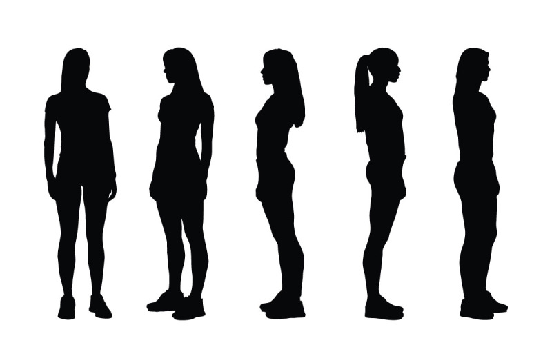 Female model and actor silhouette set vector Illustration