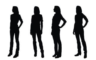 Girl actor standing silhouette vector