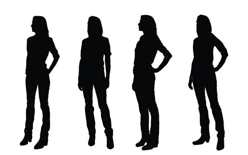 Girl actor standing silhouette vector Illustration