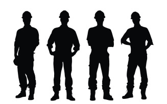 Male construction worker silhouette set vector