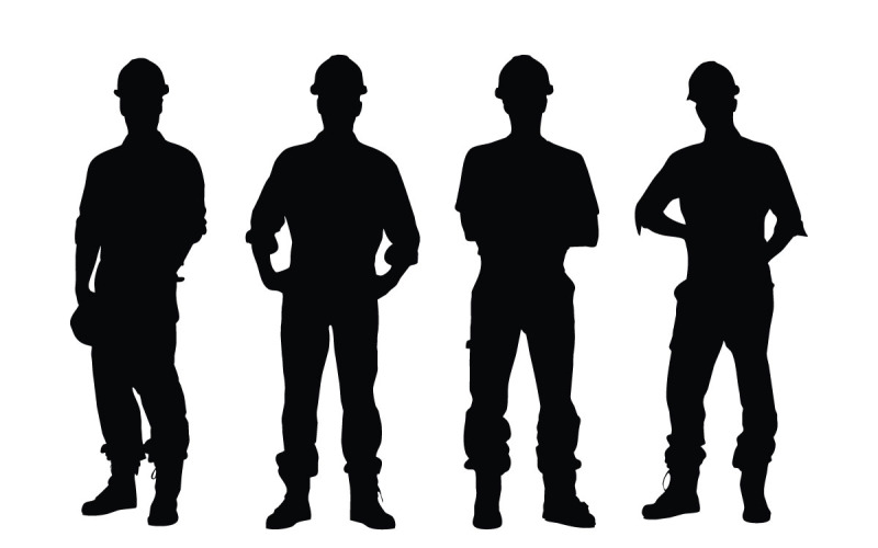 Male construction worker silhouette set vector Illustration