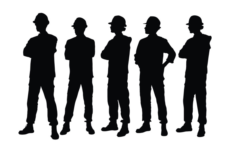 Male engineer and worker silhouette set Illustration