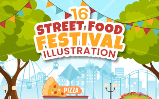 16 Street Food Festival Event Illustration